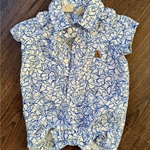 GAP Baby Romper with Blue Floral Pattern